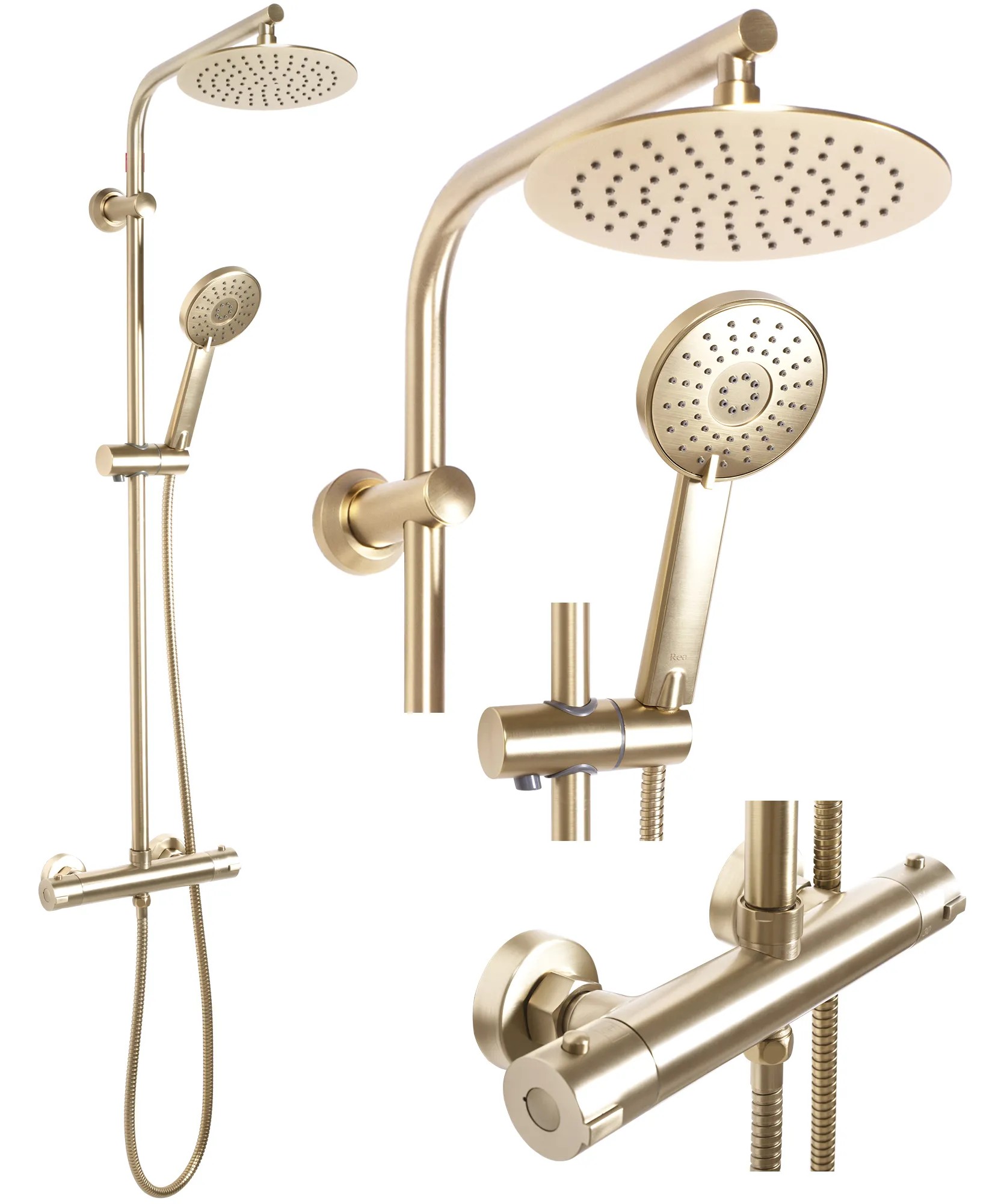 REA Duschset BLISS Borstat Guld, 38,5x27,5x100cm