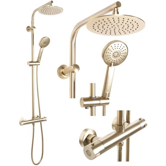 REA Duschset BLISS Borstat Guld, 38,5x27,5x100cm