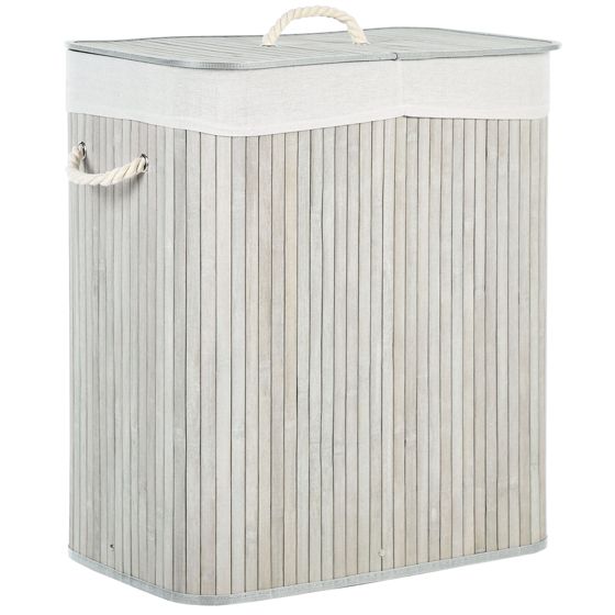 Tvättkorg KANDY Bambu Ljusgrå 100 L