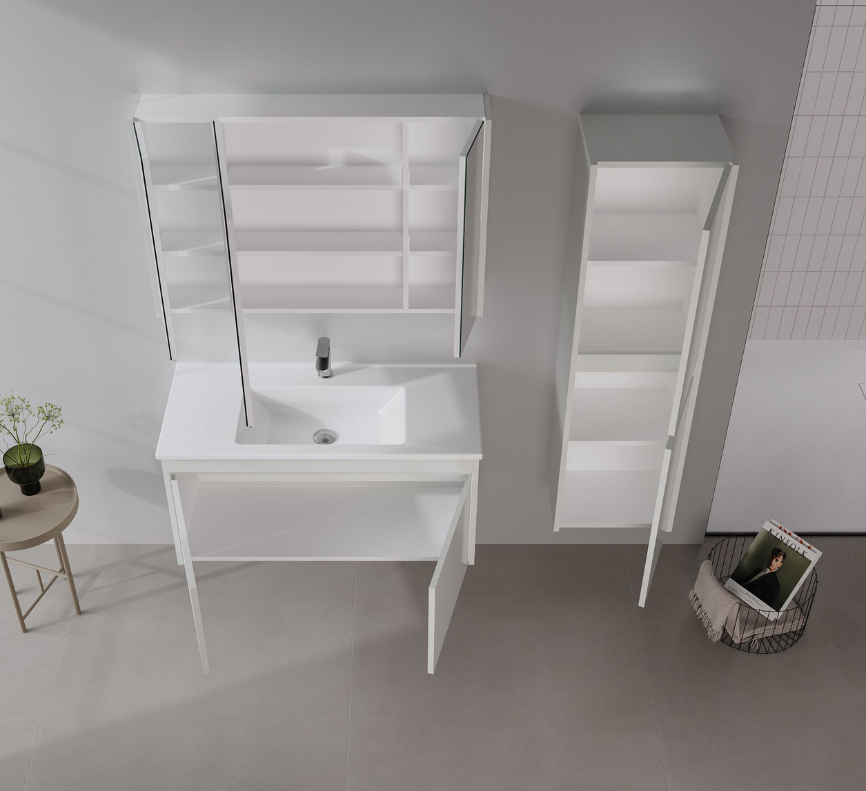 Norda Design Badrumsskåp med handfat Arno 100 Låda 45 x 100 x 52 cm
