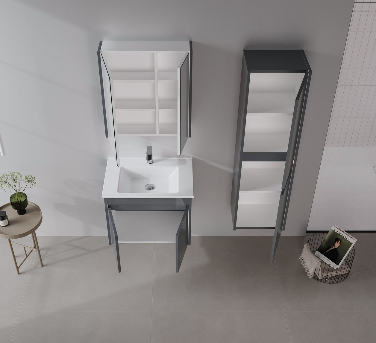 Norda Design Badrumsskåp med handfat Arno 65 Låda 45 x 65 x 52 cm