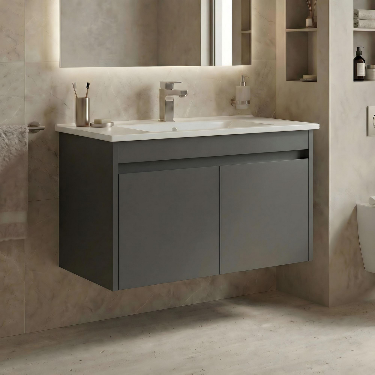 Norda Design Badrumsskåp med handfat Arno 85 Låda 45 x 85 x 52 cm