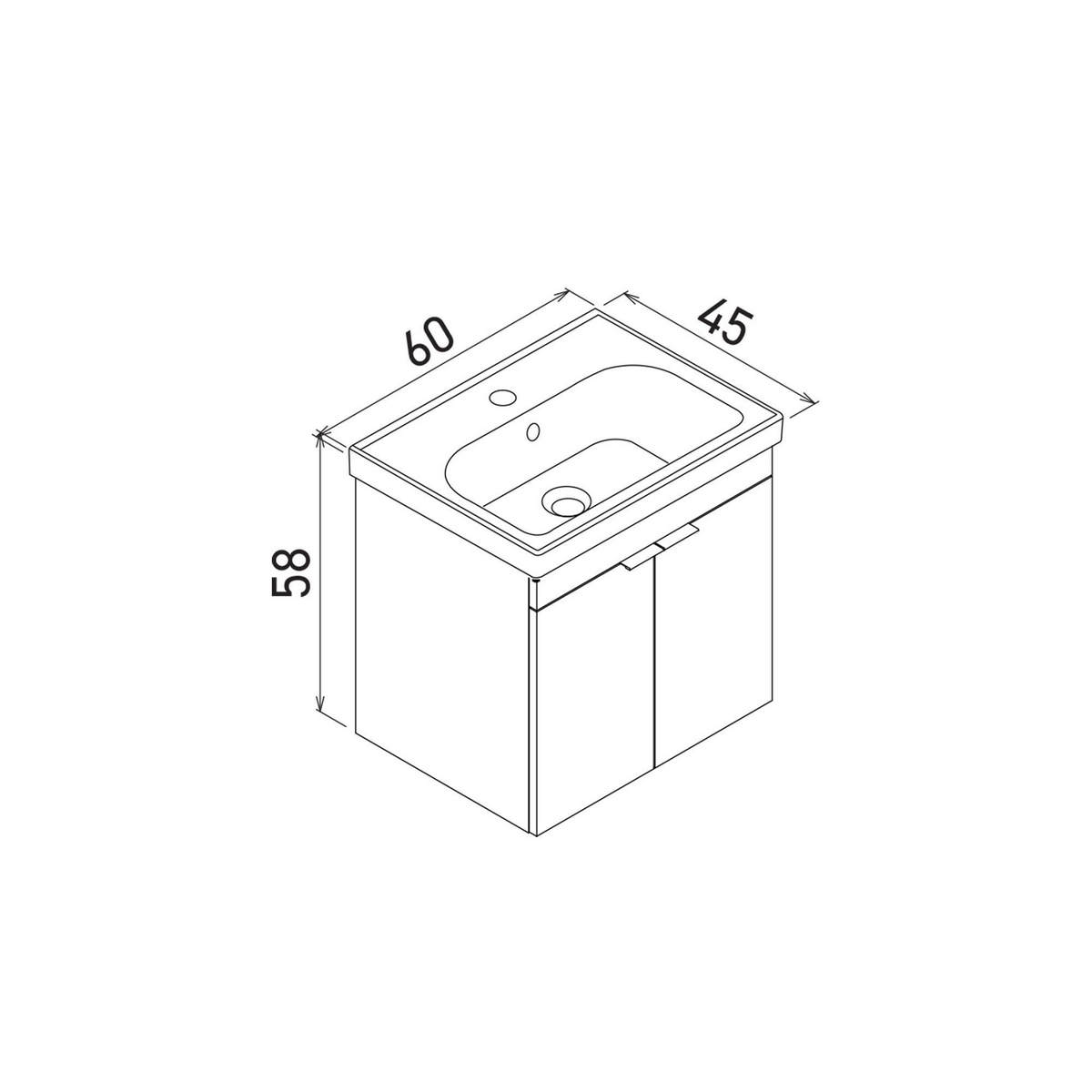 Norda Design Badrumsskåp med handfat Desna 60 45 x 60 x 58 cm