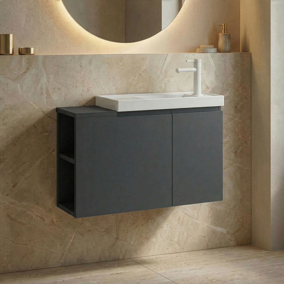Norda Design Badrumsskåp med handfat Ferla 80 22 x 80 x 45 cm