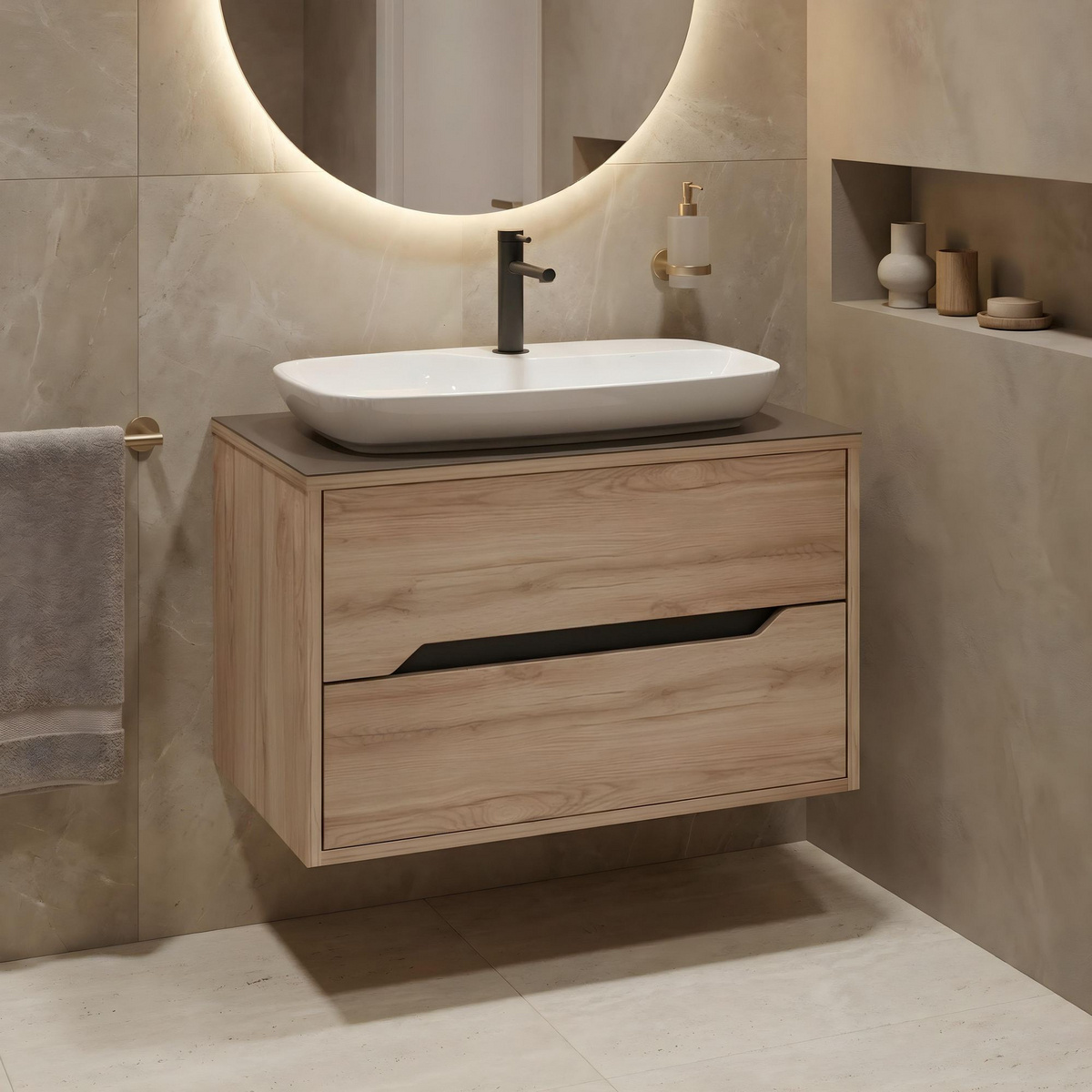Norda Design Badrumsskåp med handfat Galia 80 v2 50 x 80 x 50 cm