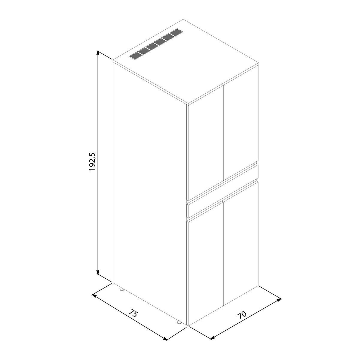 Norda Design Tvättmaskinsskåp Neve 70 73 x 70 x 193 cm