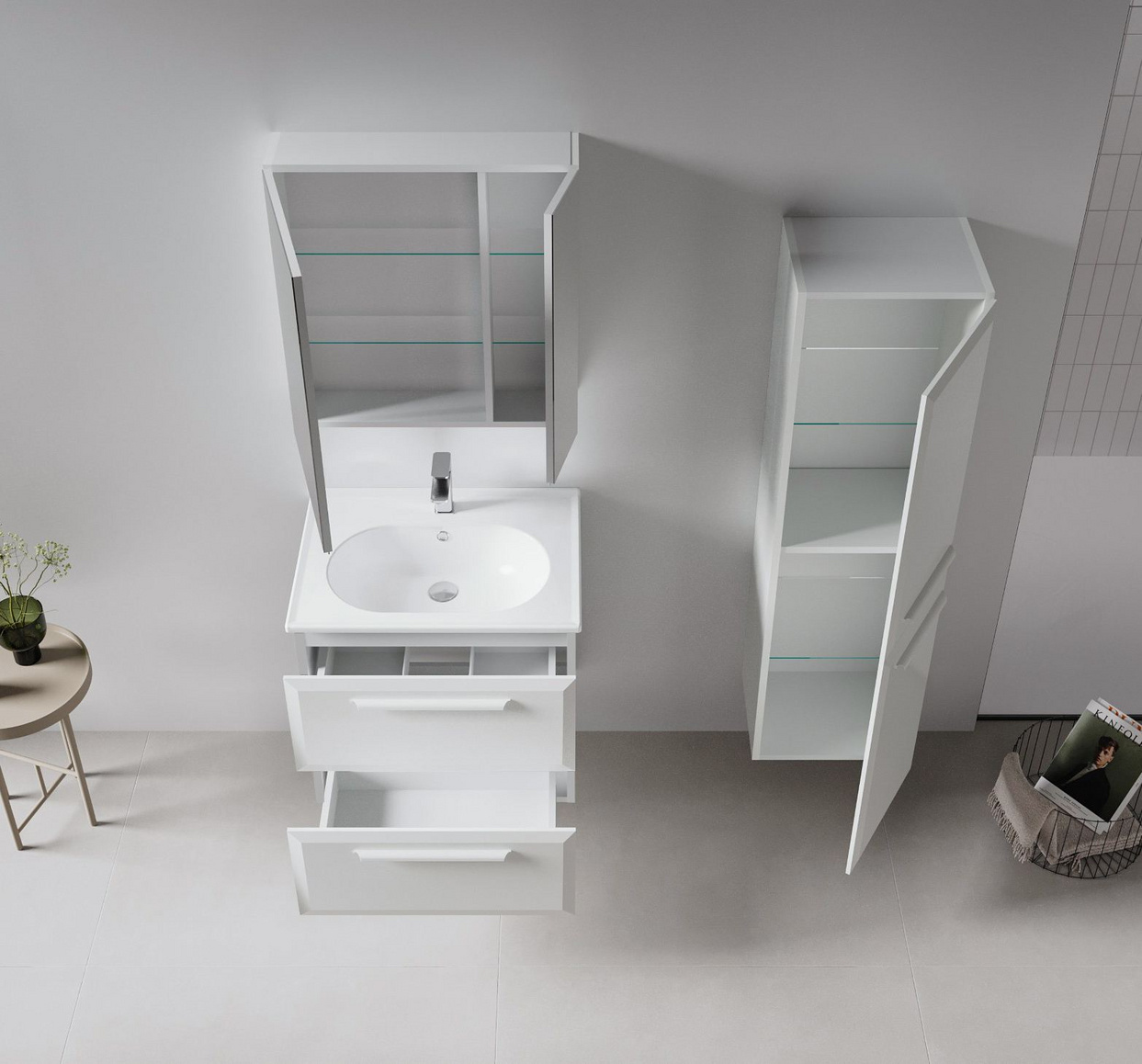 Norda Design Badrumsskåp med handfat Nuvola 65 v2 50 x 65 x 62 cm