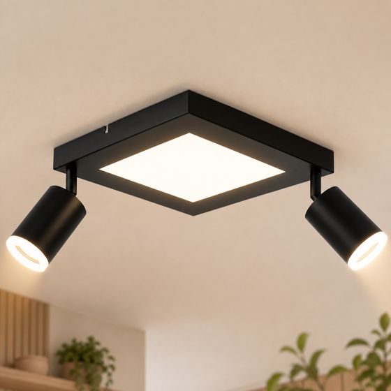 NETTLIFE Fyrkantig takspotlight GU10 3000k Varmvit 20W Sovrumslampa 350° Justerbar Varmvit