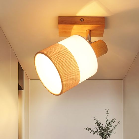 NETTLIFE LED-takspotlight med 1 låga - taklampa i trä E14 vintage taklampa justerbar 350° retro