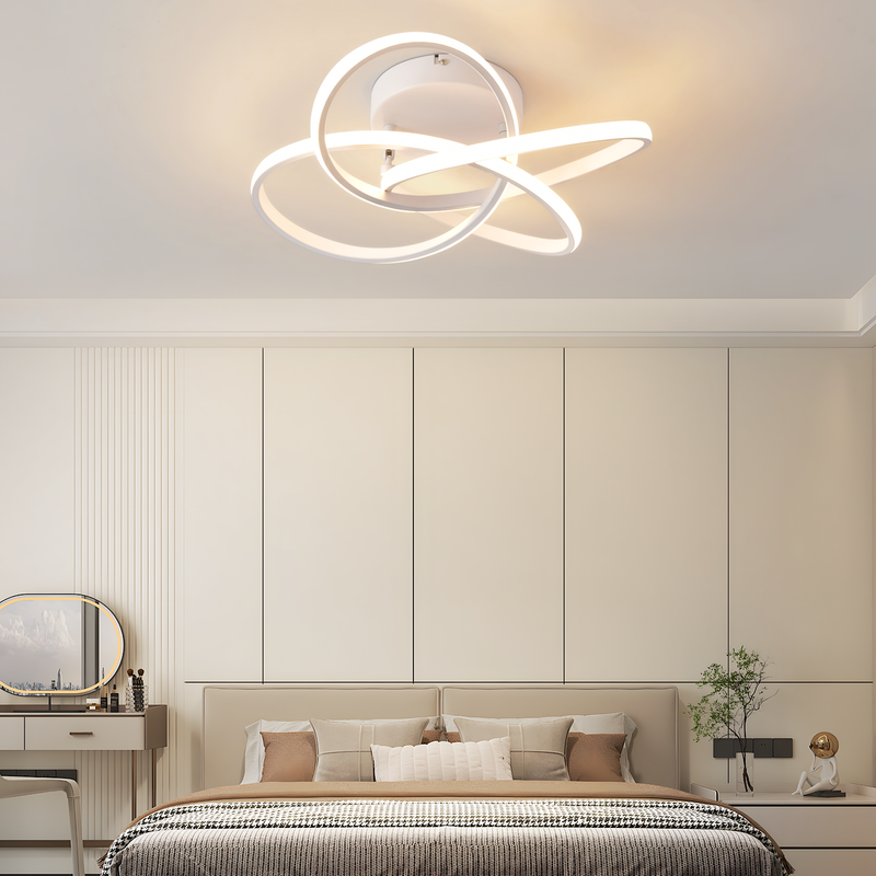 NETTLIFE LED-taklampa för sovrum - 28W, 3000K, varmvit, hallbelysning, modern kökslampa, fyrbladig blomma