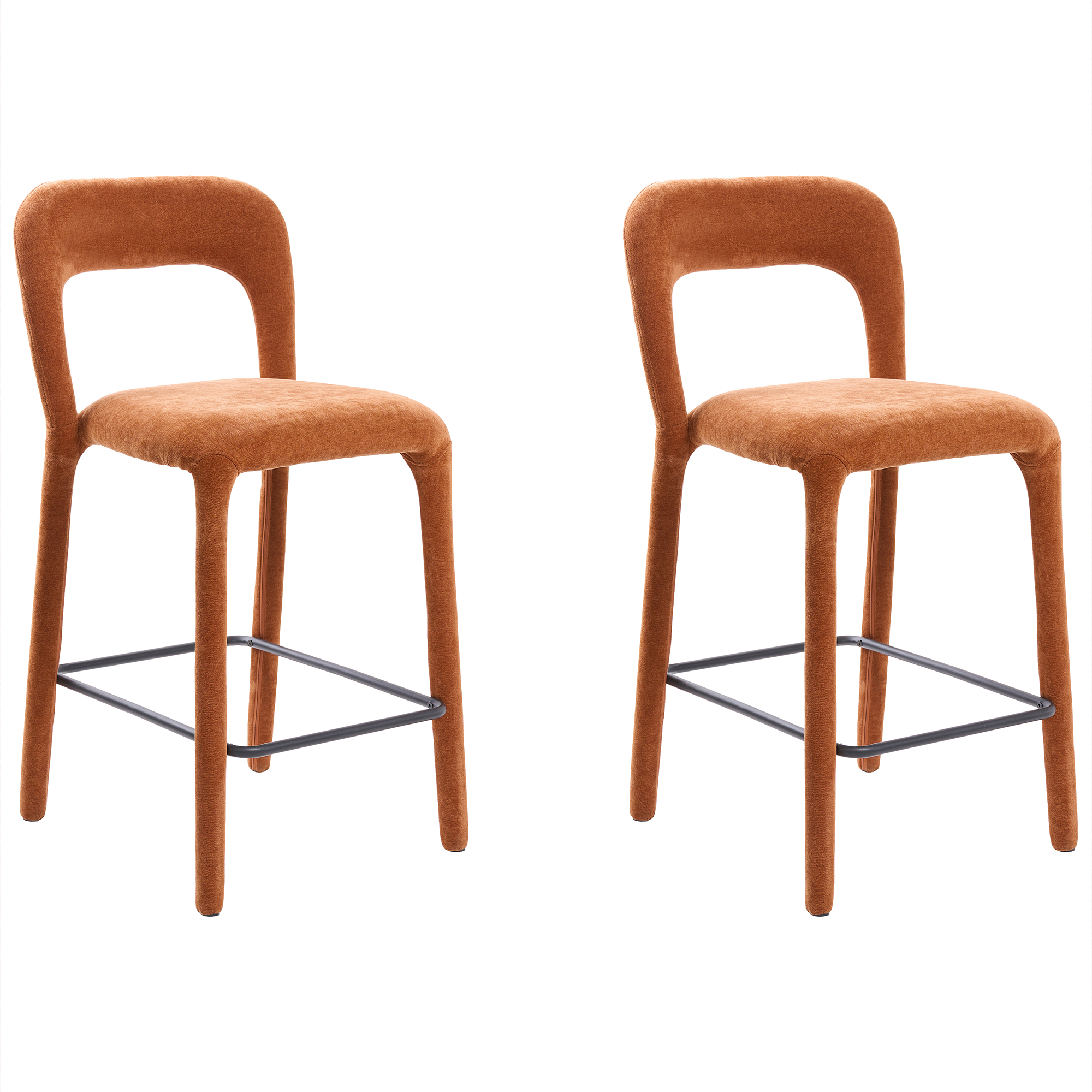 Set med 2 barstolar LAKEVILLE Chenille Guldbrun