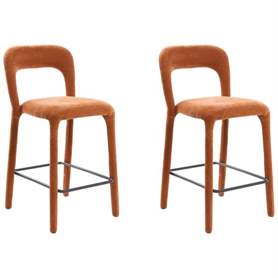 Set med 2 barstolar LAKEVILLE Chenille Guldbrun