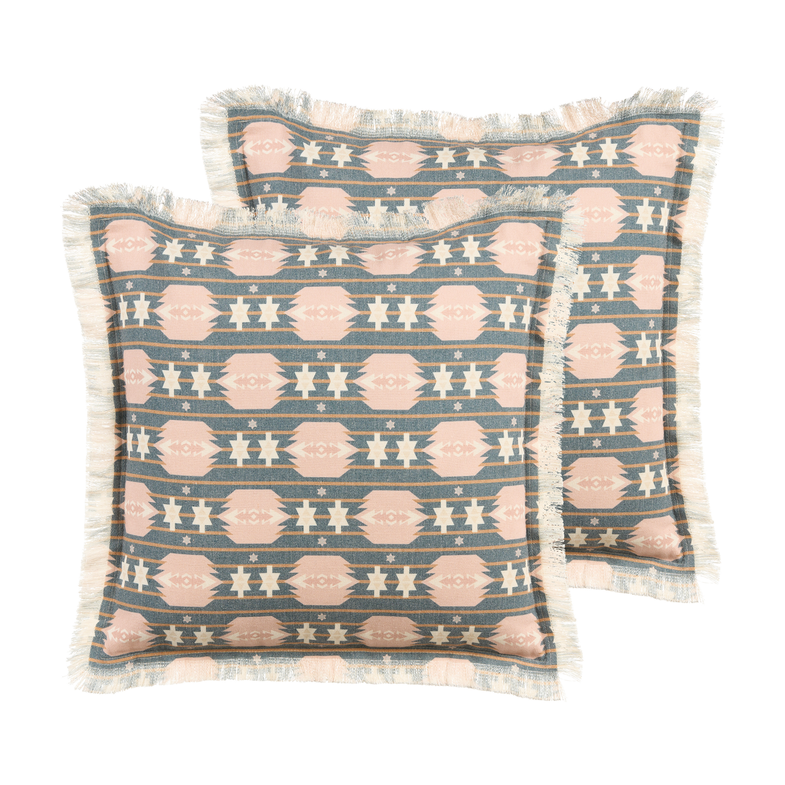 Set med 2 prydnadskuddar DIANTHUS 60 x 60 cm Flerfärgad Geometriskt tryck
