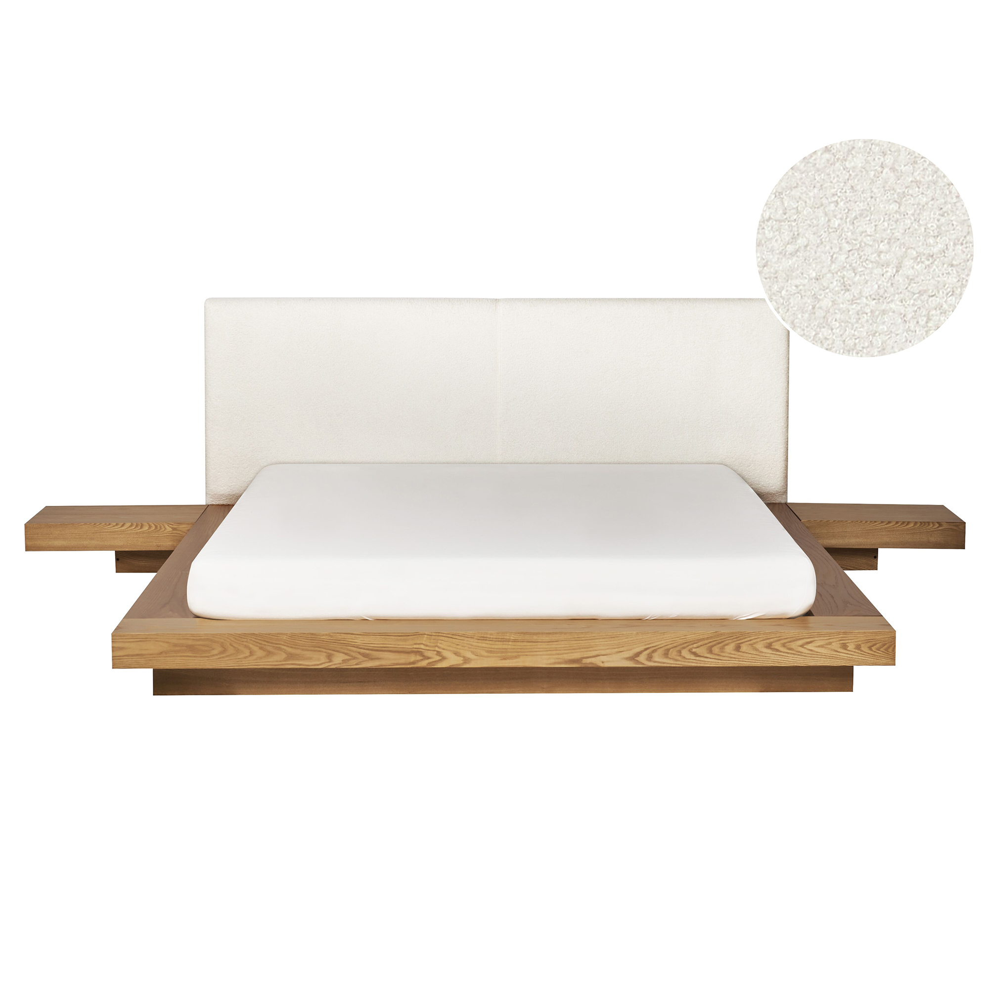 Säng med lamellram Bouclé ZEN 160 x 200 cm Naturlig askfanér