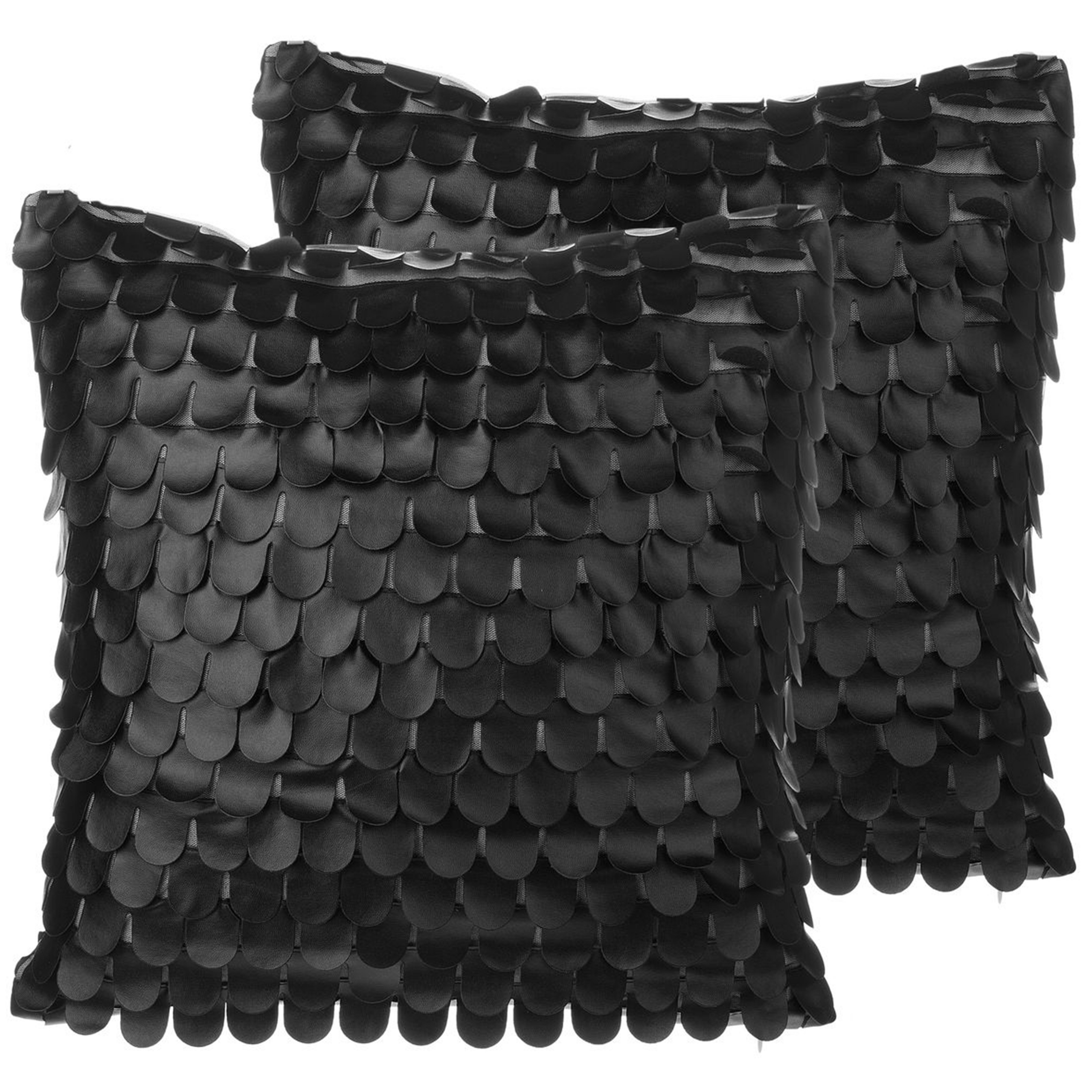 Set med 2 prydnadskuddar LOBELIA 45 x 45 cm Konstläder Svart Monokromt