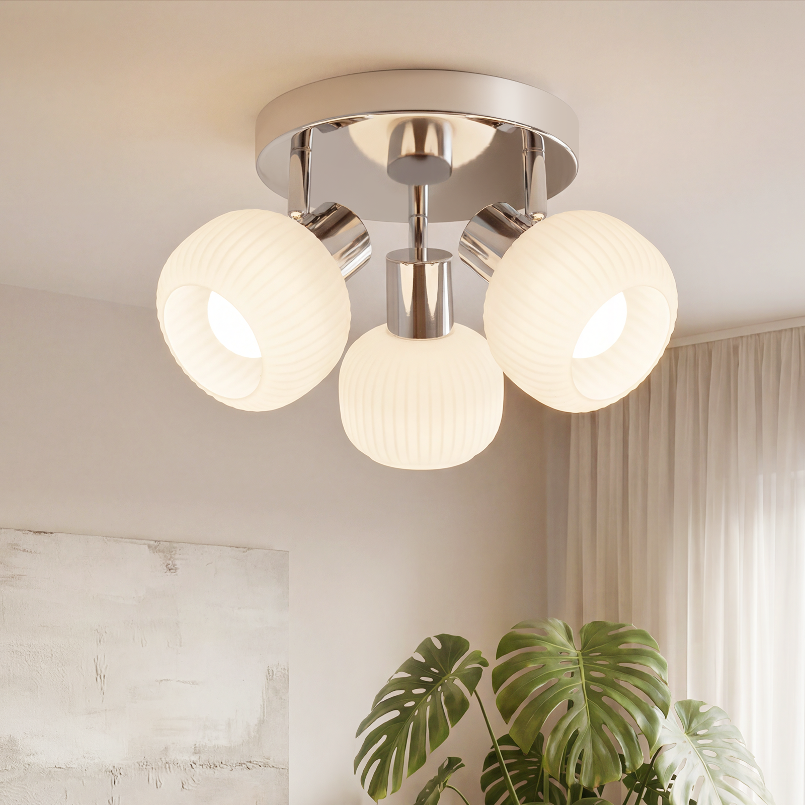 NETTLIFE vit takspotlight E14 3 ljuskällor invändig glasskärm justerbar spotlight utan ljuscentrum