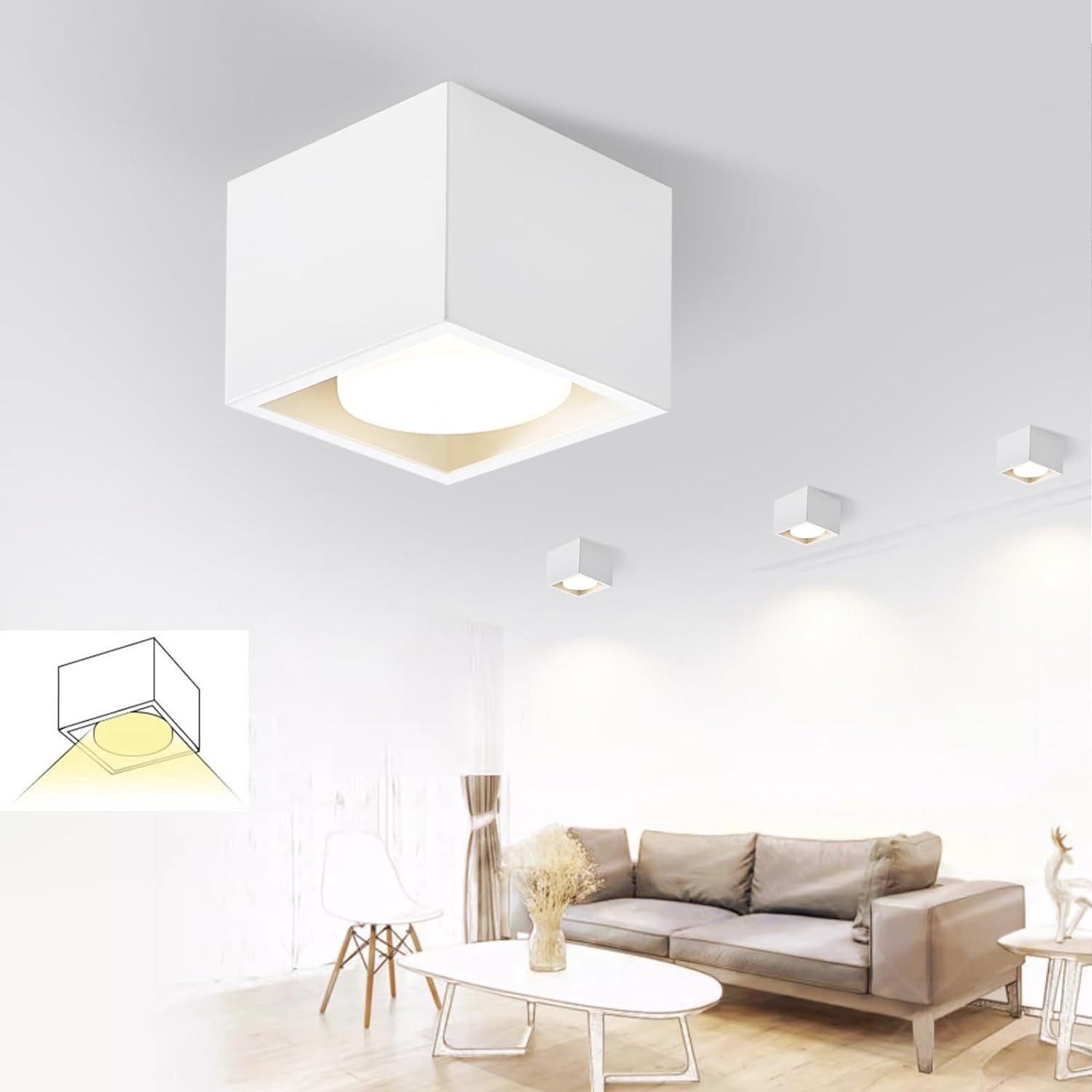NETTLIFE 1-flammig takspotlight, modern takspotlight - GX53, vridbar för vardagsrum. Produkten inkluderar inte glödlampa.