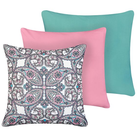 Set med 3 utomhusdynor TIDE Monokromt Orientaliskt tryck 45 x 45 cm Flerfärgad