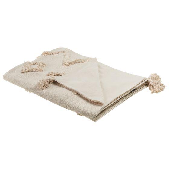 Pläd GUNA Bomull 130 x 180 cm Beige