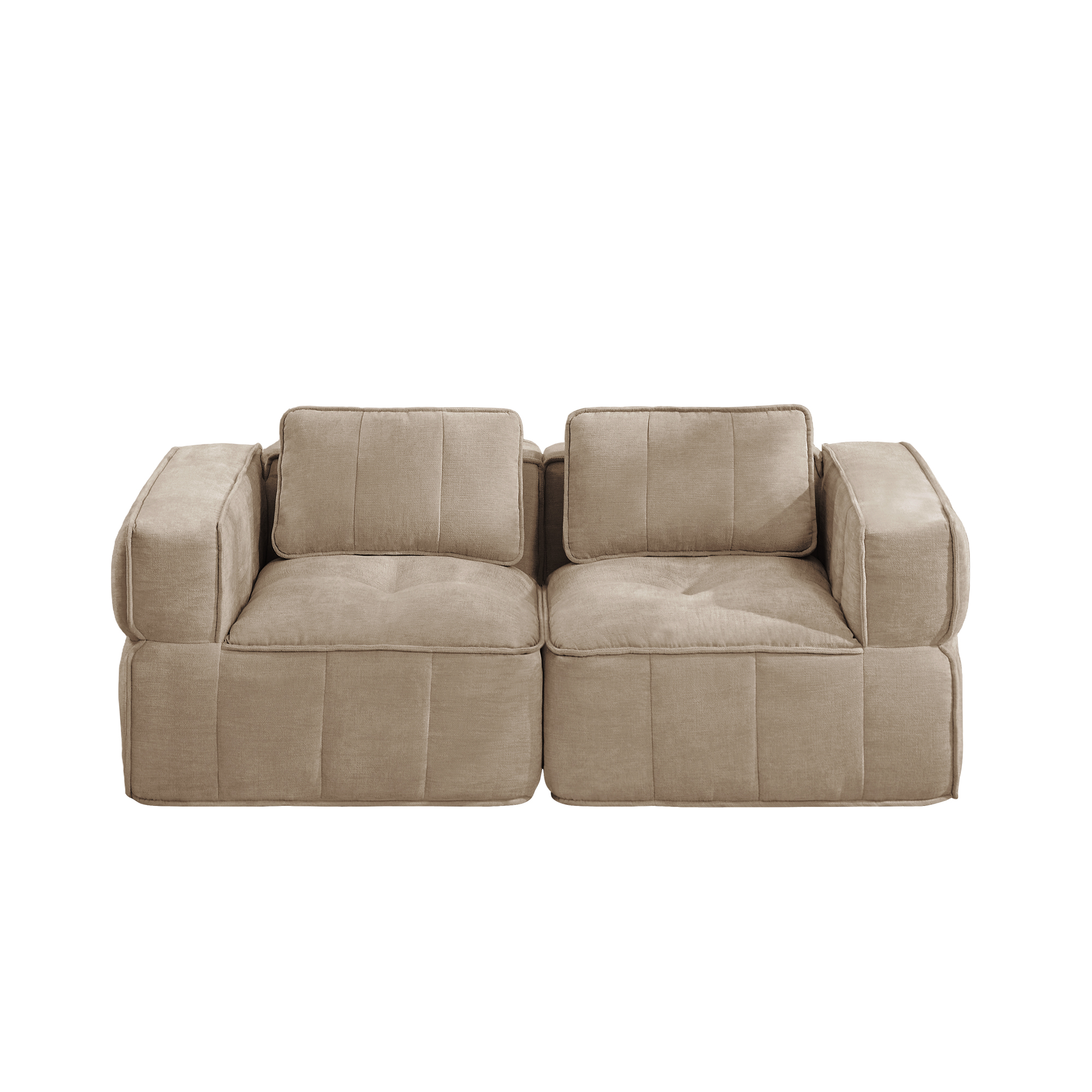 2-sitssoffa, minimalistisk, polyester-sandfärgad