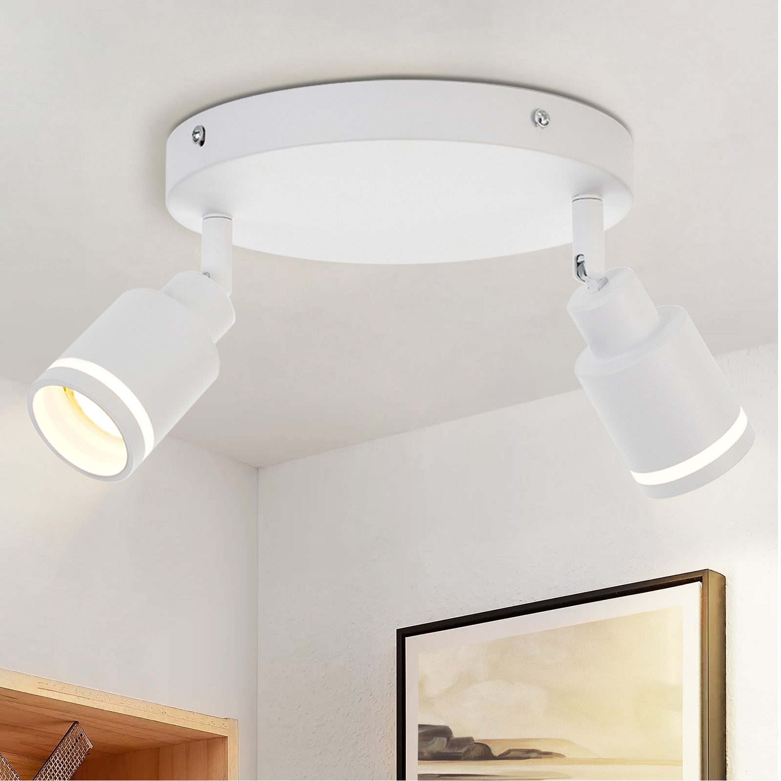 NETTLIFE modern takspotlight 2 justerbara GU10-lampor vitmetall