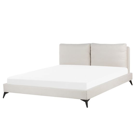 Säng med lamellram Chenille MELLE 180 x 200 cm Ljusbeige
