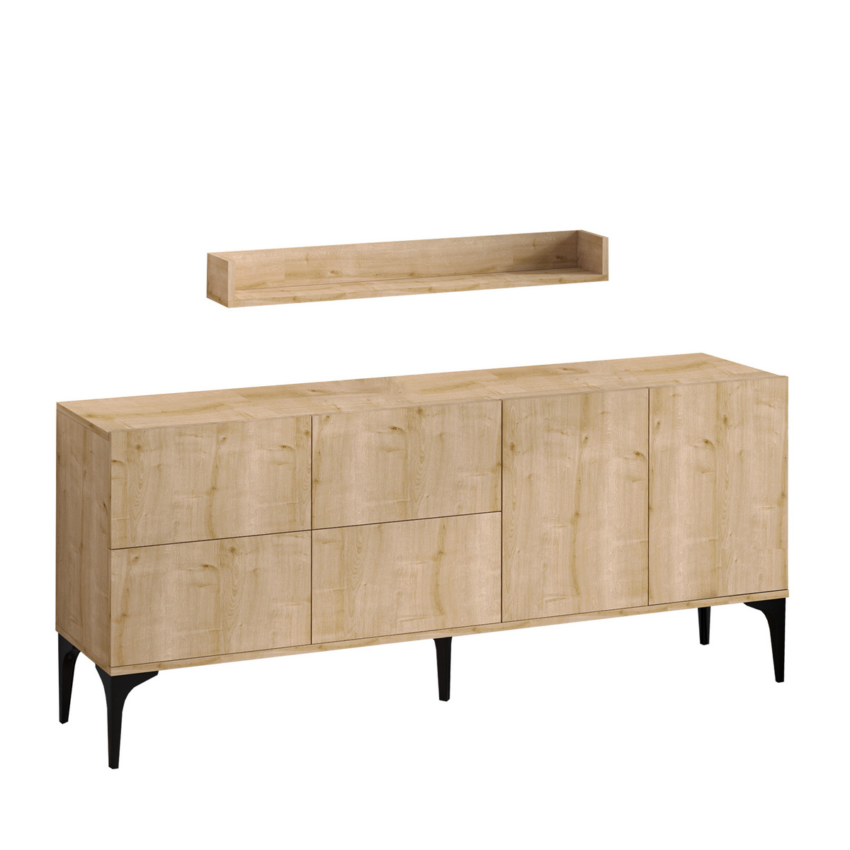 Norda Design Modernt konsolbord med vägghylla, 180x55x40 cm | 100 % melaminbelagt | Stilrent och funktionellt