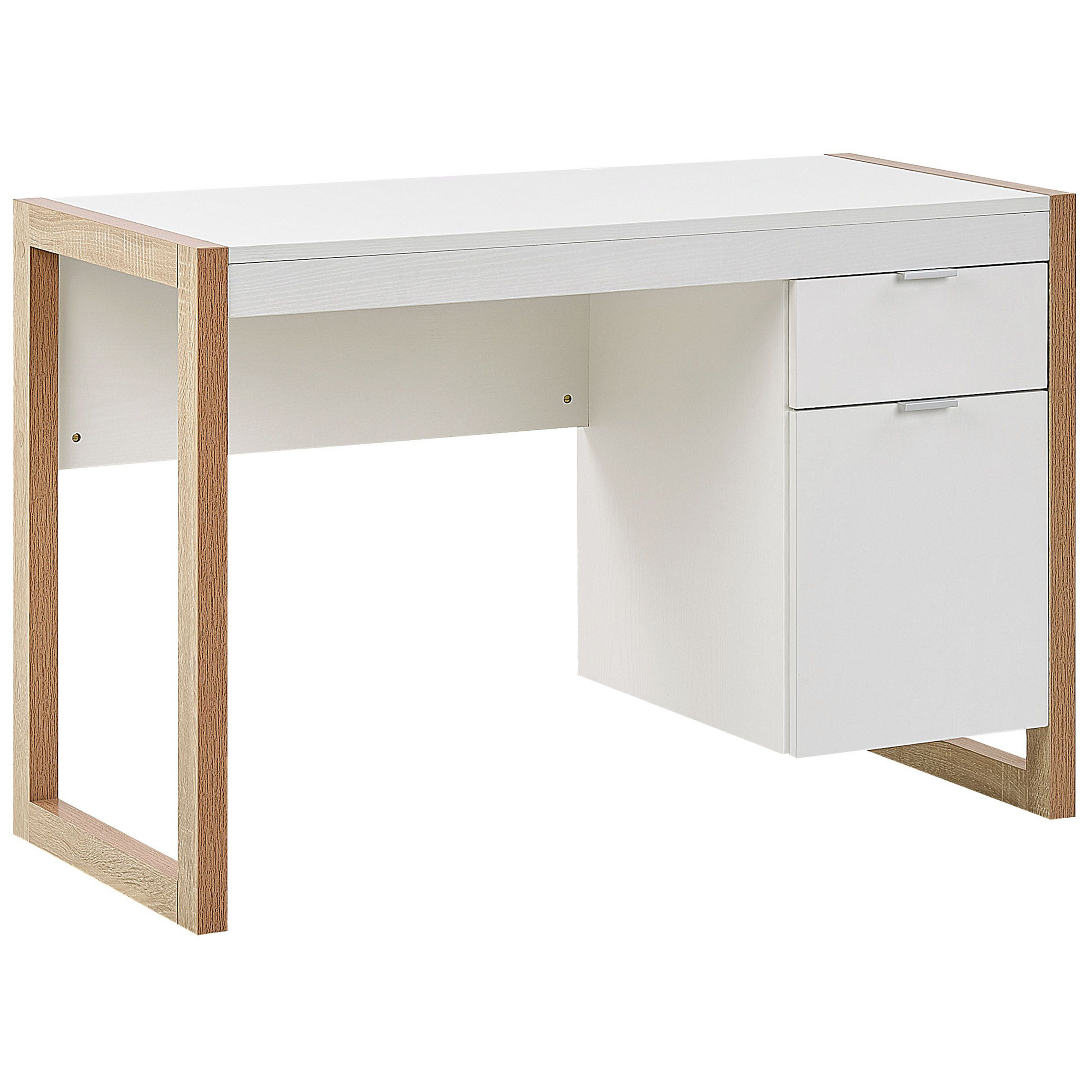 Skrivbord JOHNSON 112 cm 50 cm med förvaring Brun/ Vit