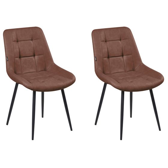 Set med 2 matstolar MELROSE Konstläder Brun