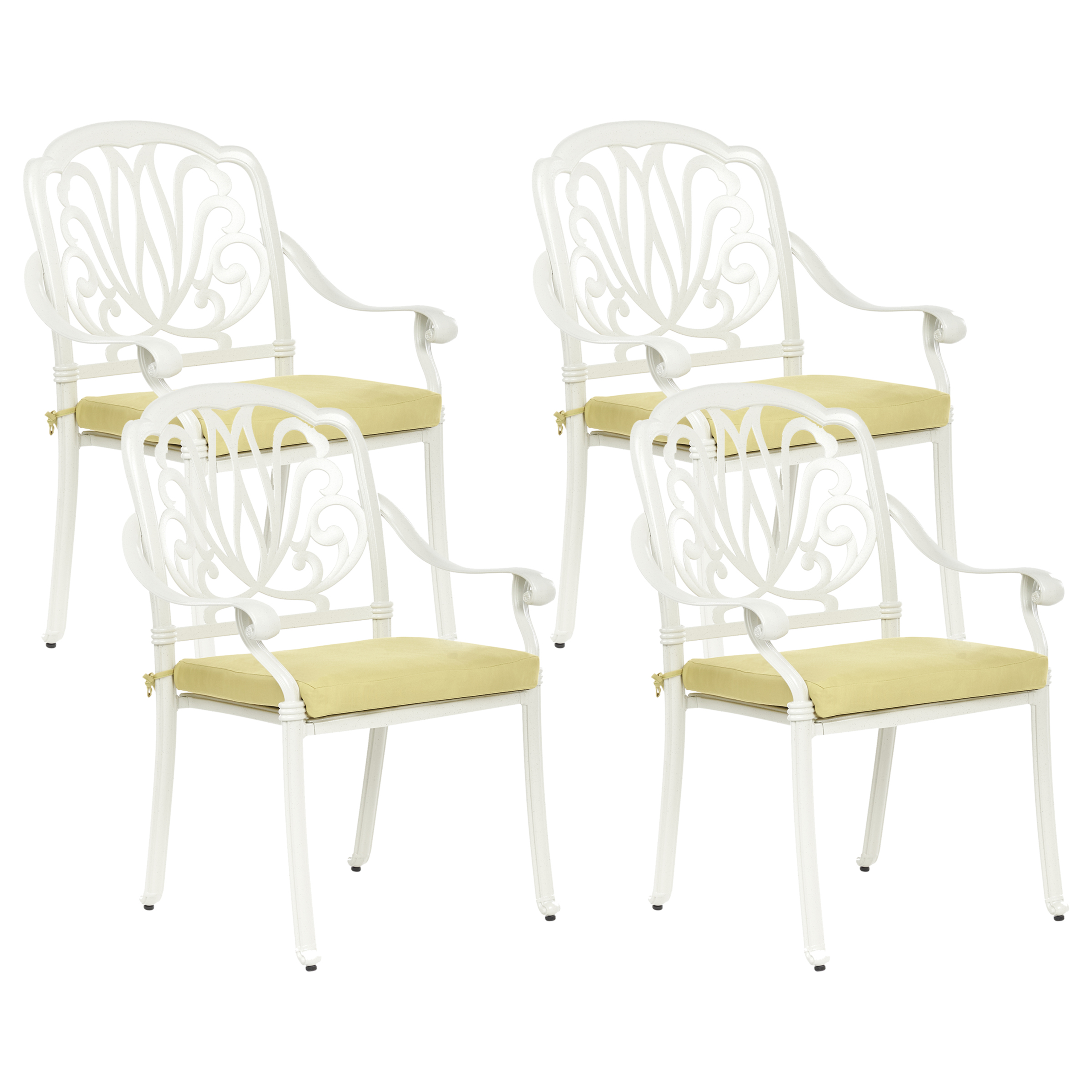 Set med 4 stolar med dynor ANCONA Metall Off-White