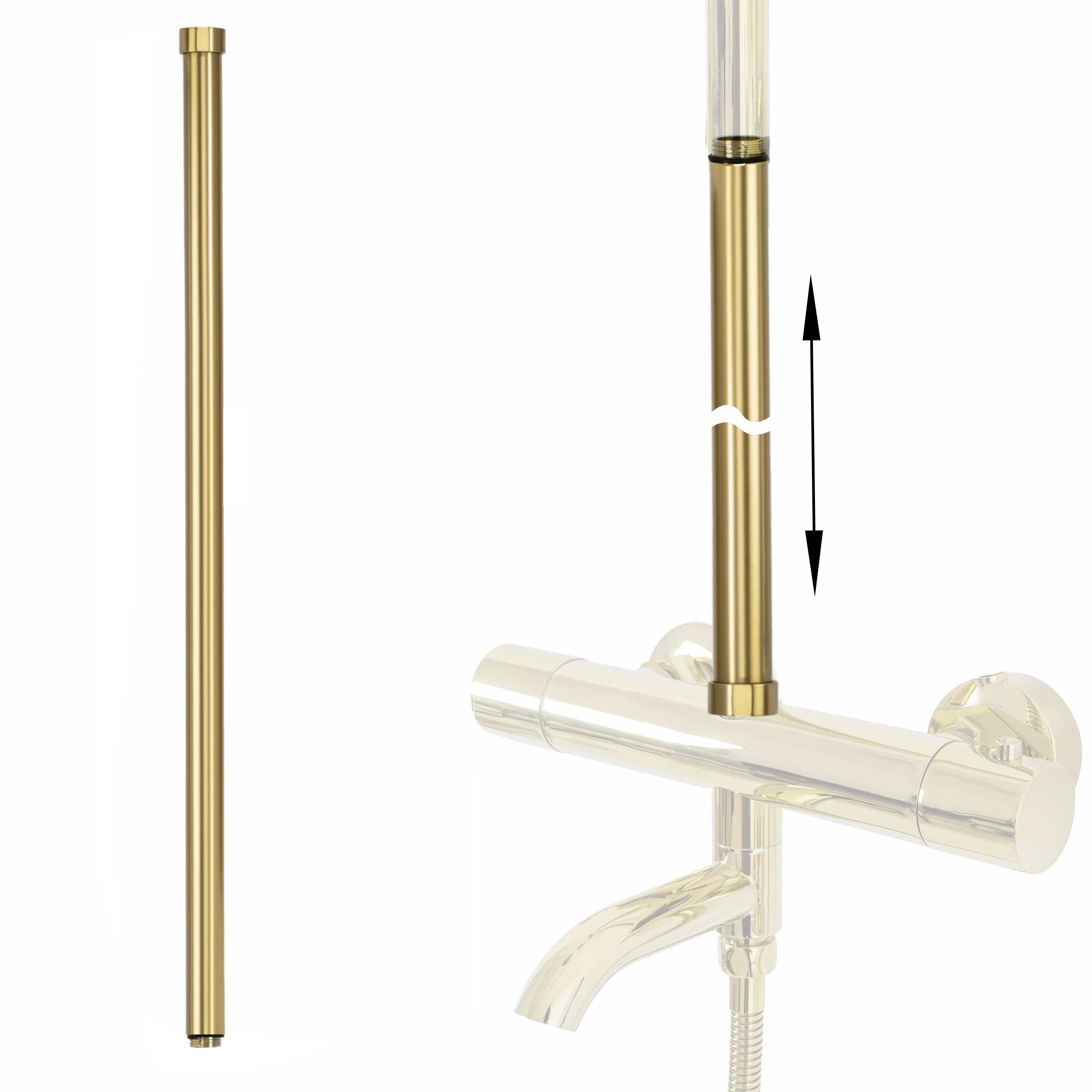 REA Förlängning För Badkar- Och Duschset 60cm Borstat Guld, 2,2x2,2x61,5cm