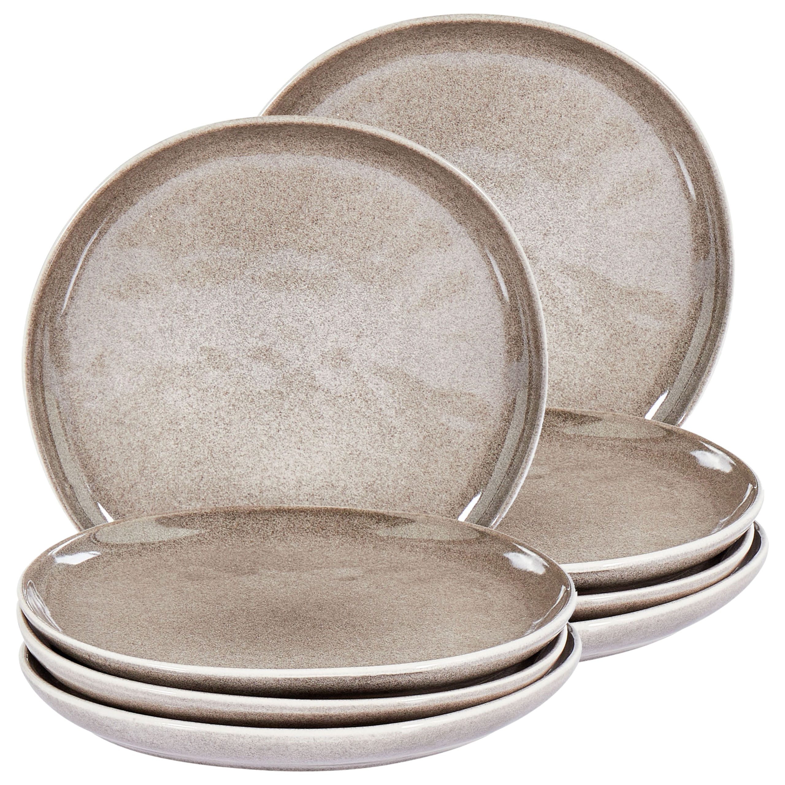 Set med 8 assietter COSTMARY Stengods Grå 21 cm