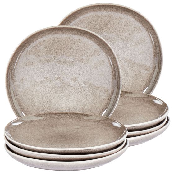 Set med 8 assietter COSTMARY Stengods Grå 21 cm