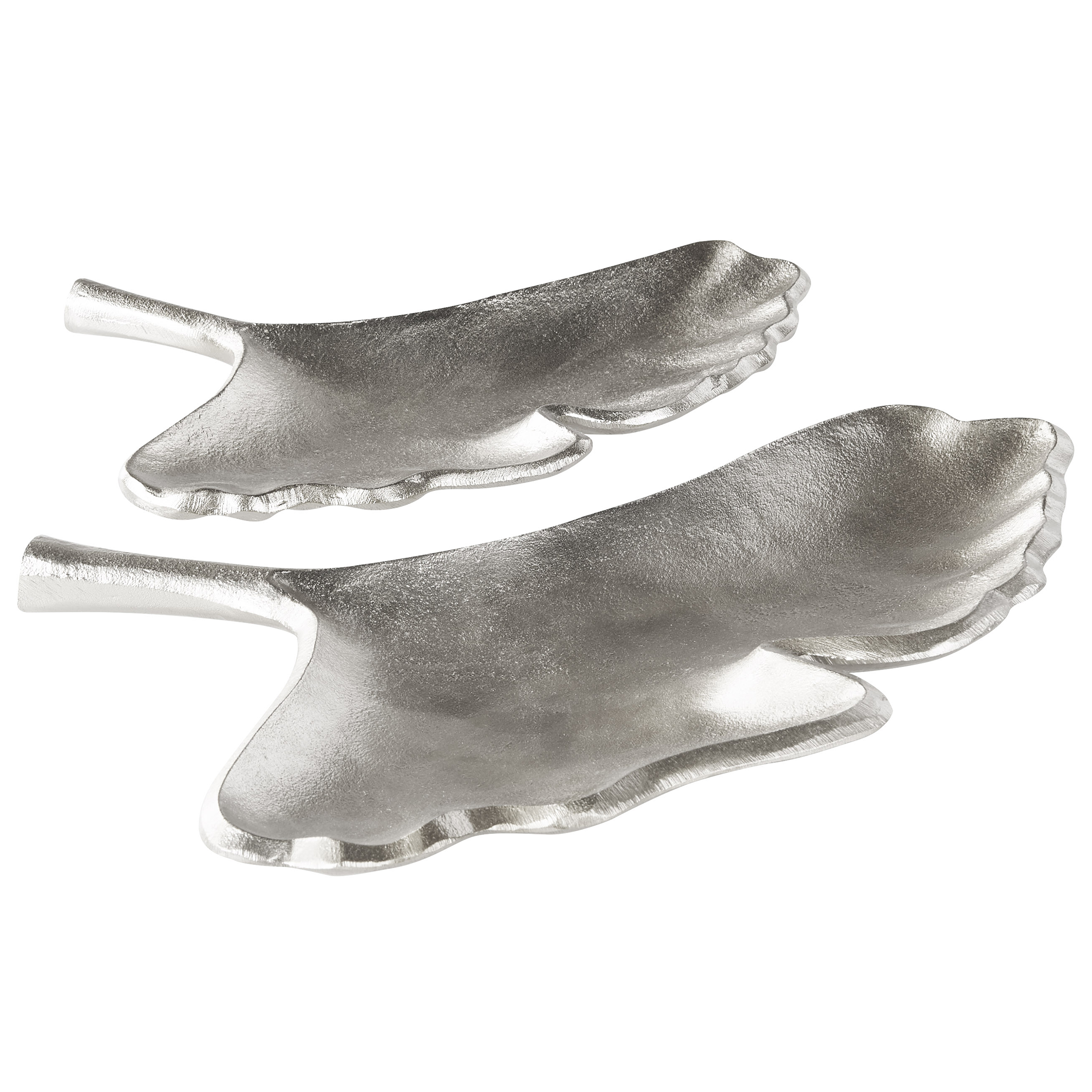 Set med 2 prydnadsfat Löv PALENQUE Metall Silver