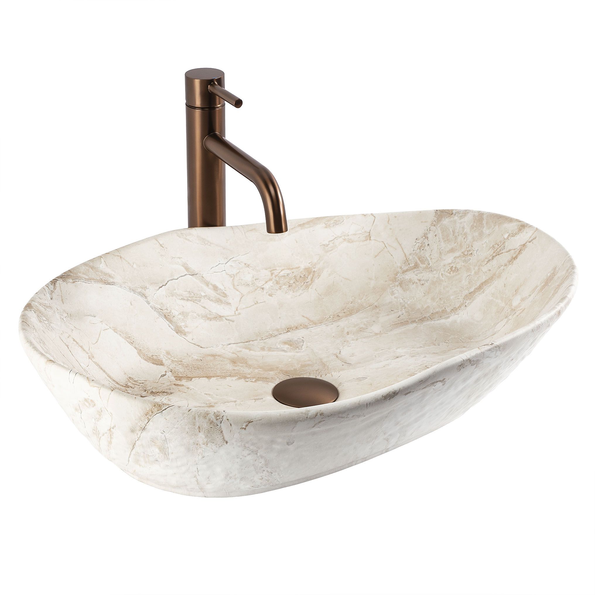 REA Bänkskål Emilia Reno Beige/Stenimitation, 56x38x13,5cm