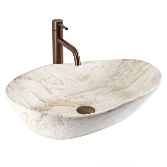 REA Bänkskål Emilia Reno Beige/Stenimitation, 56x38x13,5cm
