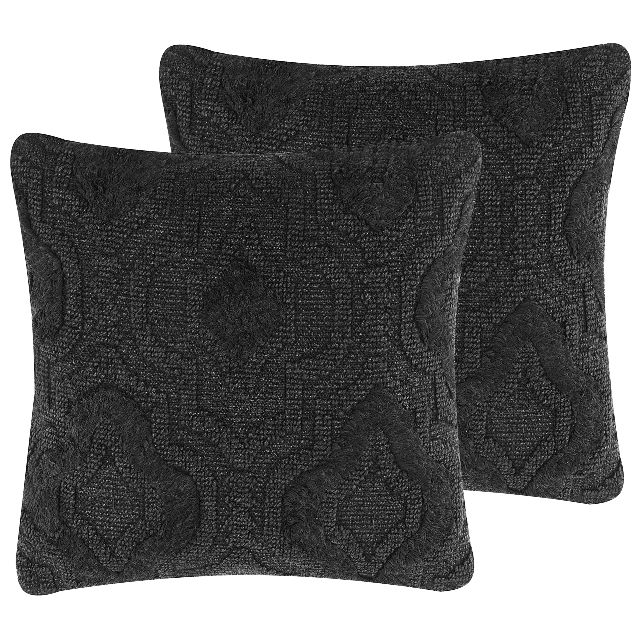 Prydnadskudde PAIKA 45 x 45 cm Bomull Mörkgrå Ikat