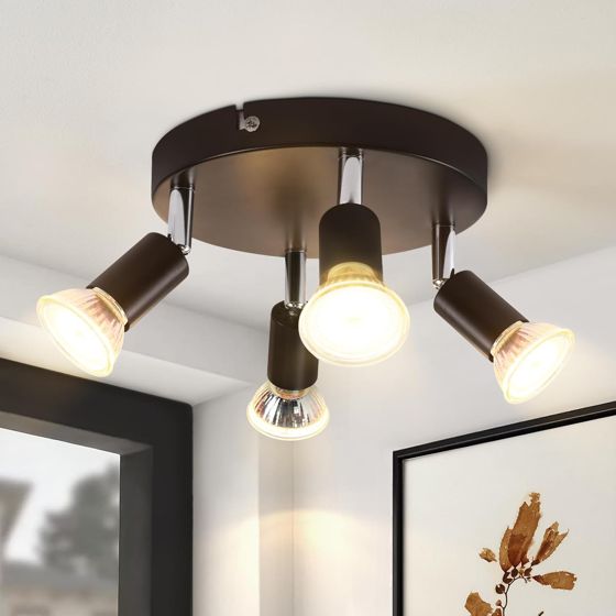 NETTLIFE 4 svarta vridbara takspotlights GU10 modern metalllampa för vardagsrum, kök, hall och matsal