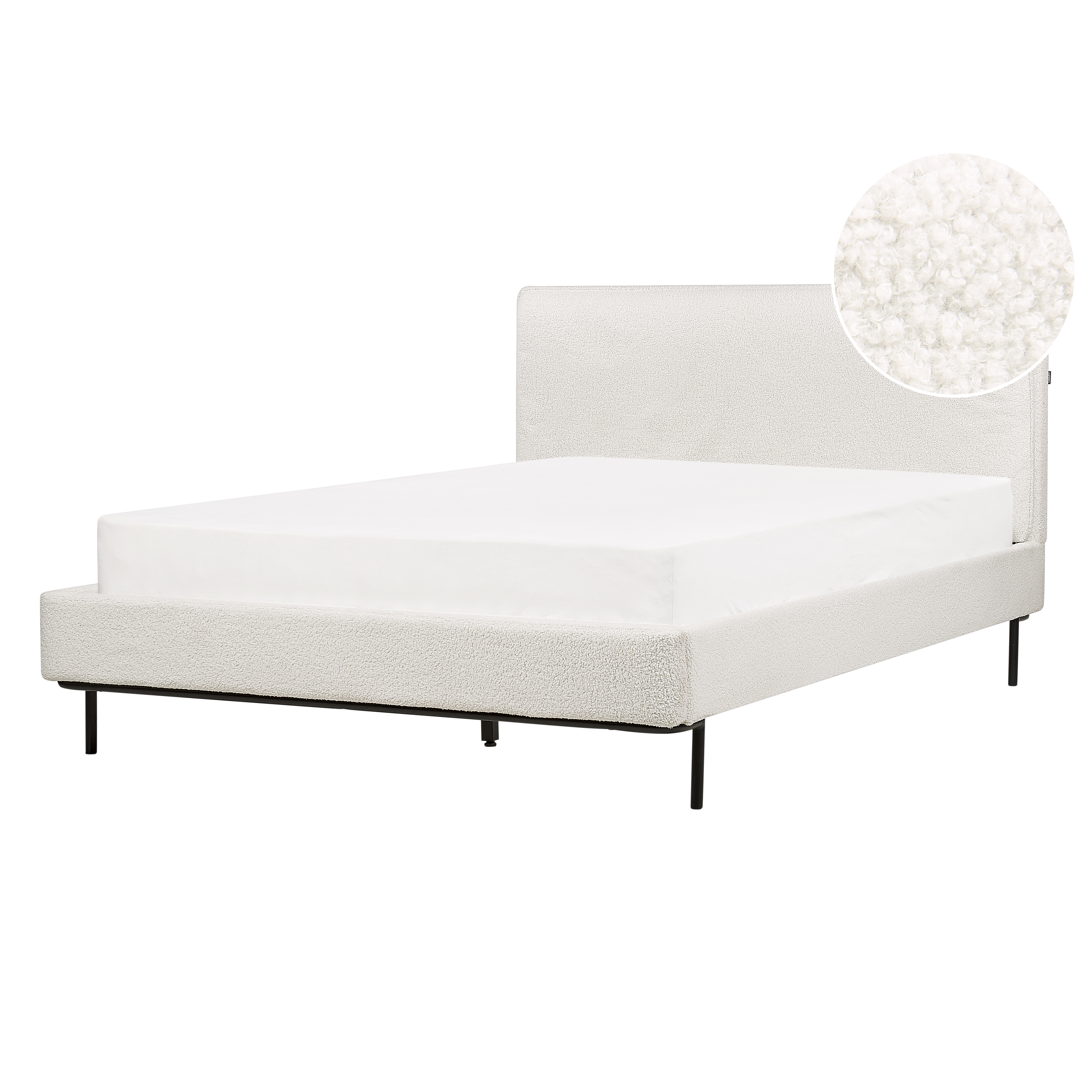 Säng med lamellram Bouclé CORIO 140 x 200 cm Off-White