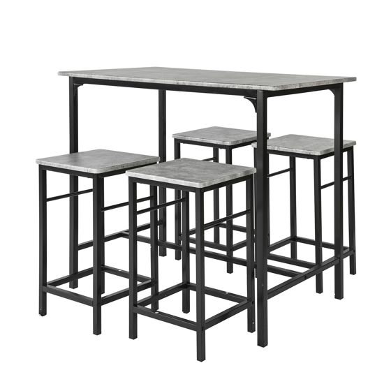 SoBuy Barbord och 4 pallar, Matgrupp, Testad för 120 kg, OGT11-HG