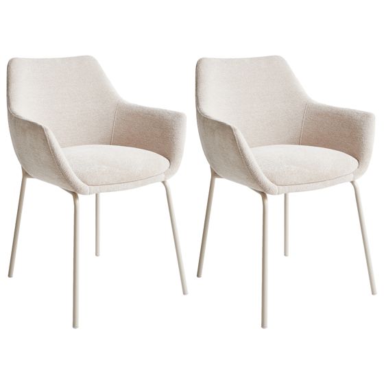 Set med 2 matstolar BOWDON Chenille Ljusbeige