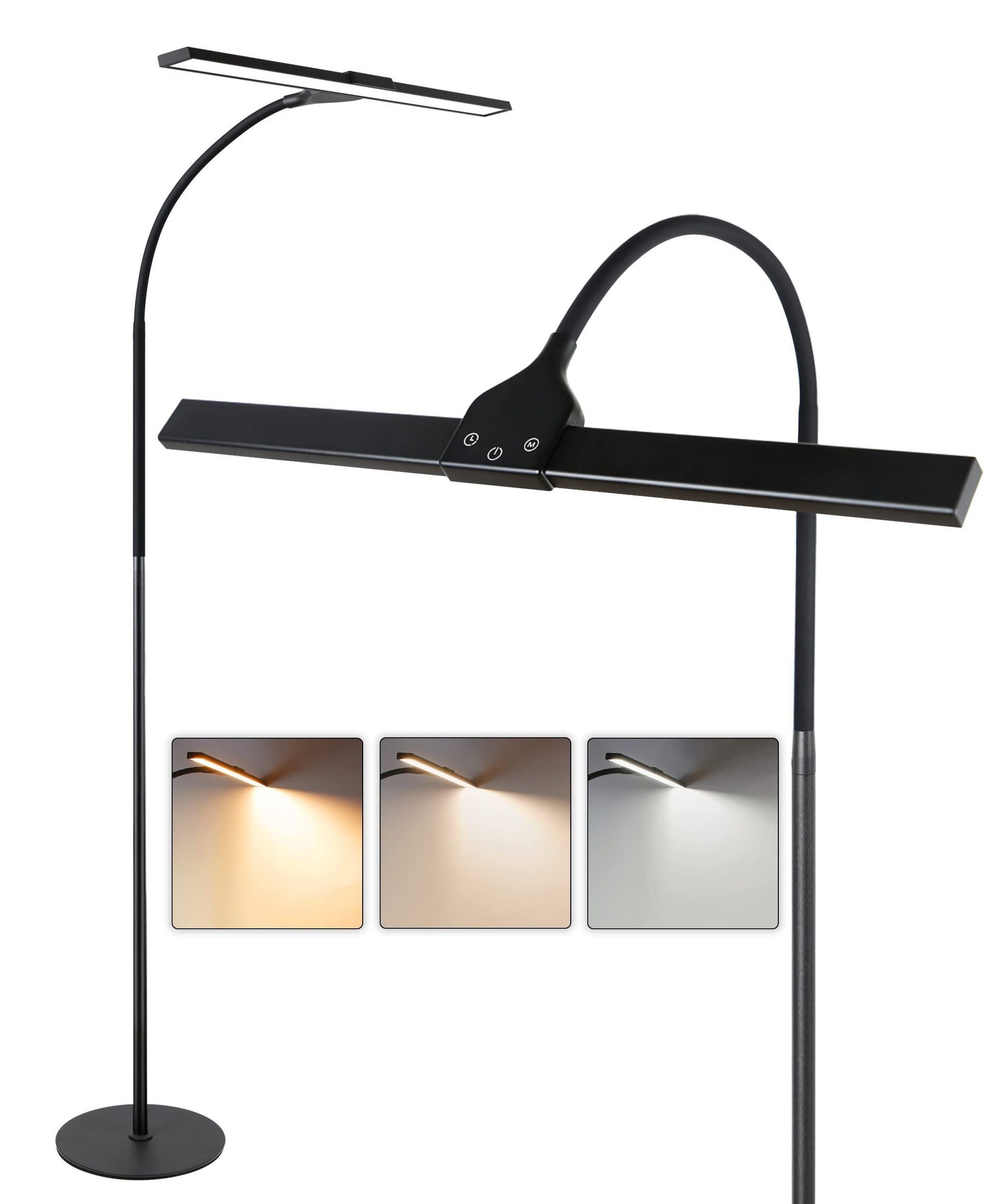 NETTLIFE LED - golvlampa för vardagsrummet, dimbar, svart läslampa - modernt vardagsrum, 10 W