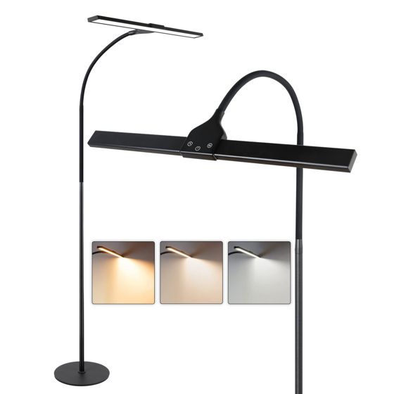 NETTLIFE LED - golvlampa för vardagsrummet, dimbar, svart läslampa - modernt vardagsrum, 10 W