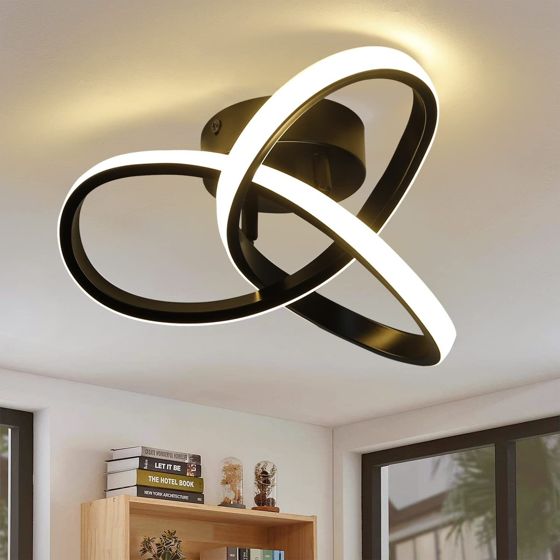 NETTLIFE LED-taklampa, varmvit, 17W, svart, modern för kök, vardagsrum och sovrum, 3000K