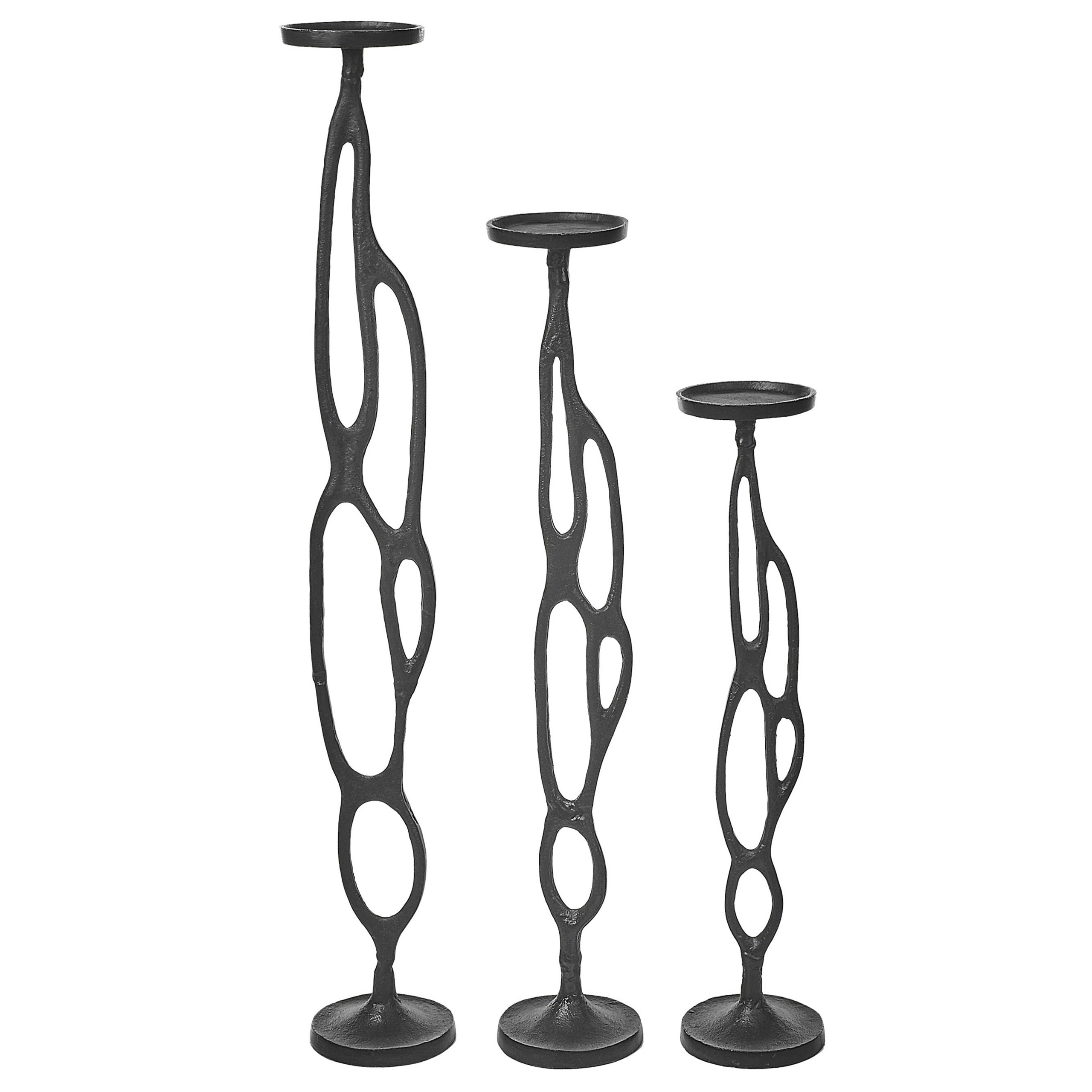 Set med 3 ljusstakar BUNI 54/68/84 cm Metall Svart