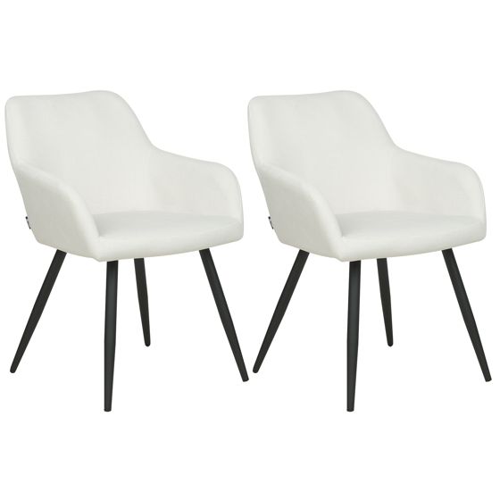 Set med 2 matstolar CASMALIA Sammet Off-White