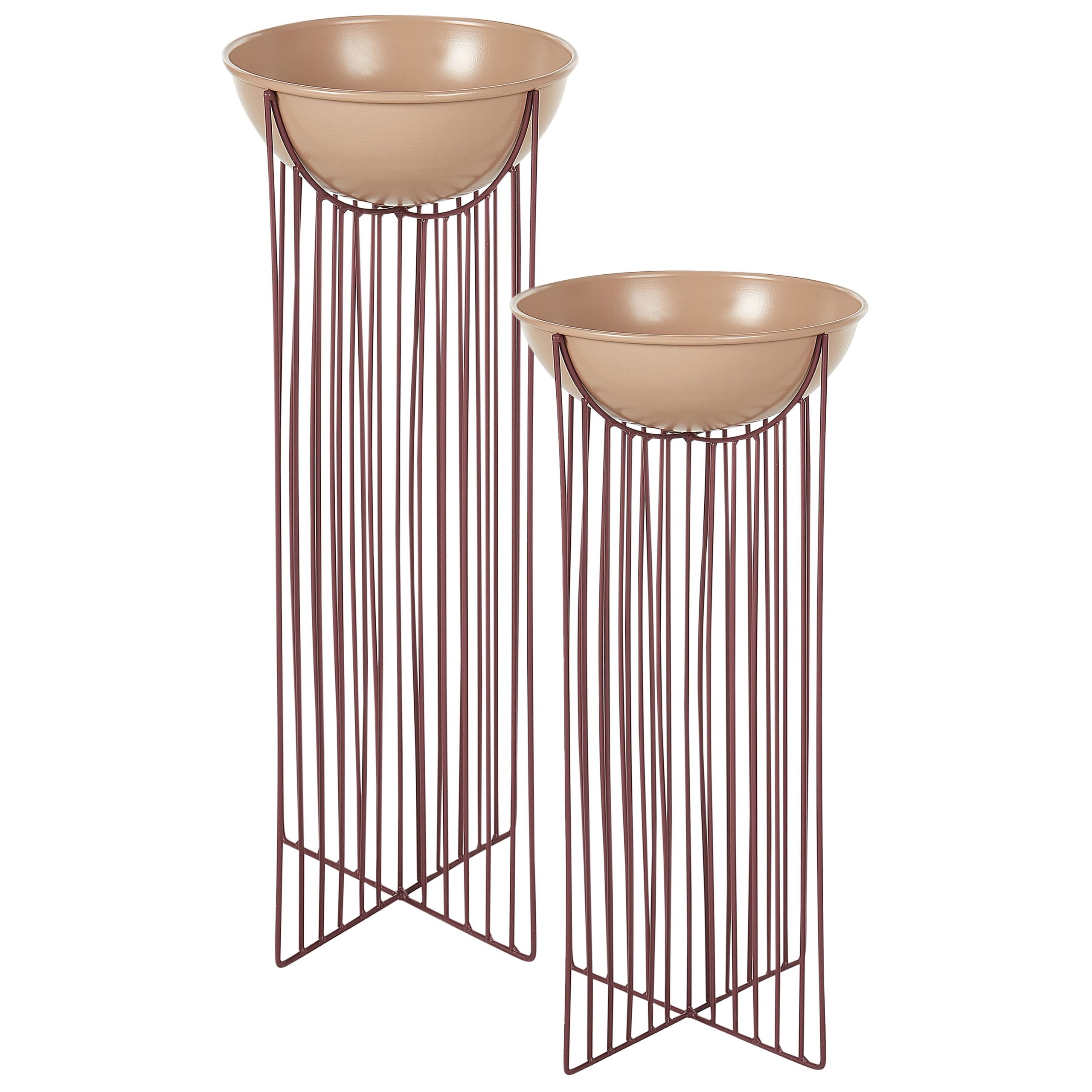 Set med 2 upphöjda växtkrukor FICARIA 22 cm Metall Rosa
