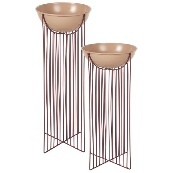 Set med 2 upphöjda växtkrukor FICARIA 22 cm Metall Rosa