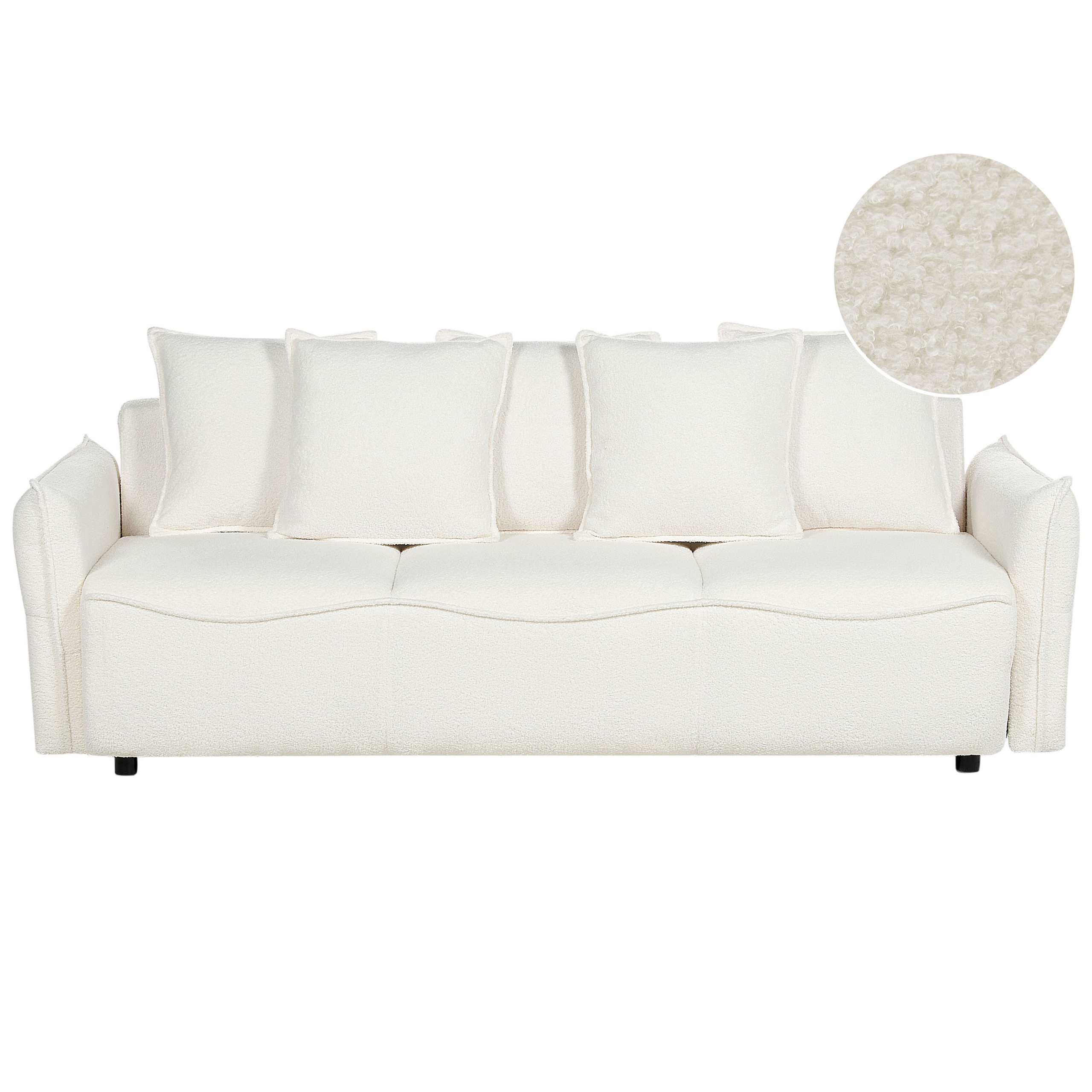 Bäddsoffa 3-sits KRAMA med förvaring Bouclé Vit