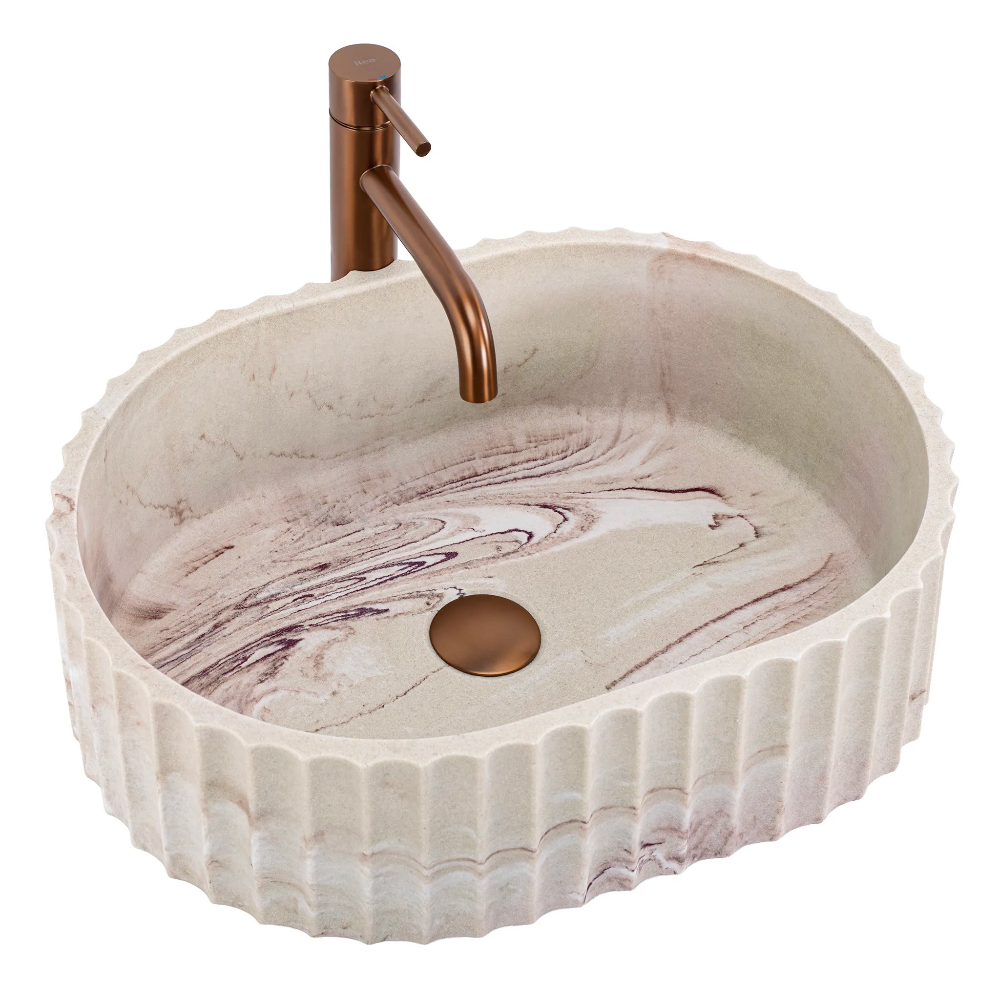 REA Bänkskål Margaret Gio Beige/Stenimitation, 49,5x35,5x15,5cm